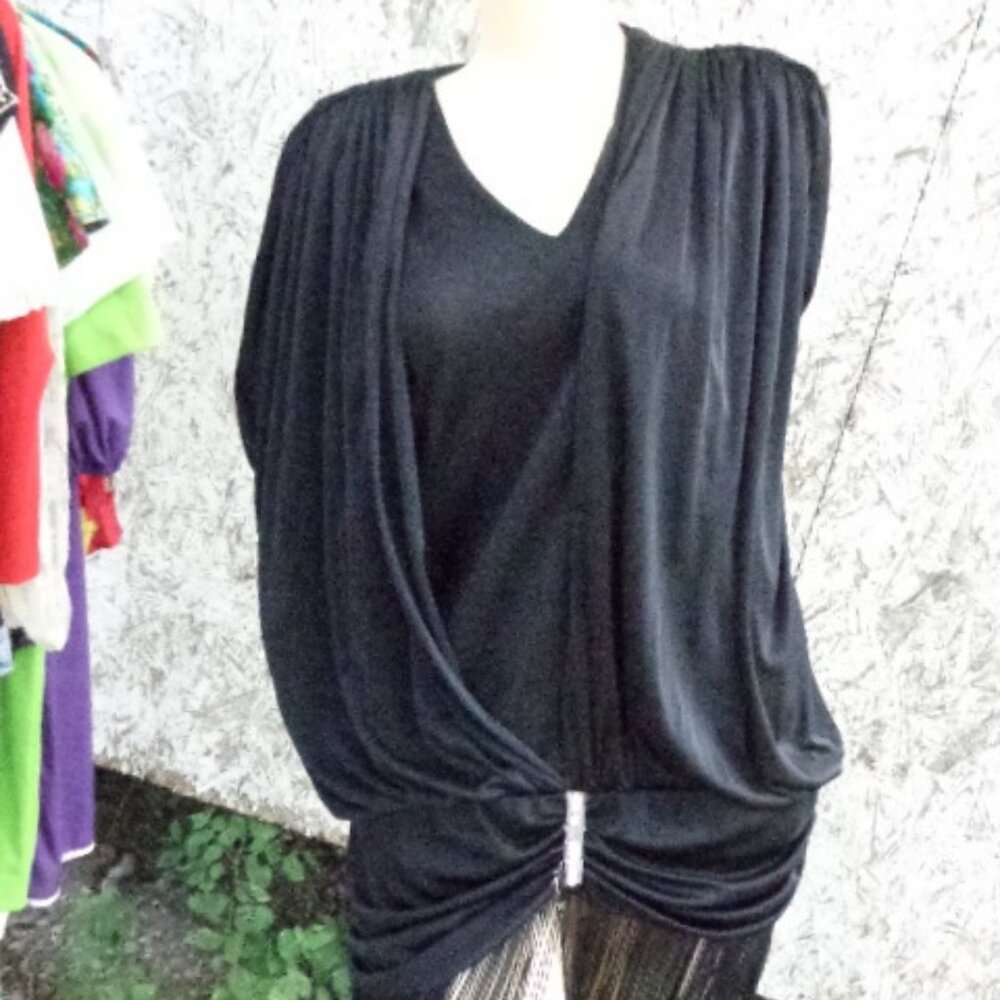 Vintage Black FRINGED Holiday Party sz 8 Variations AS IS